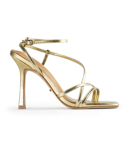 Gold / Metal Tony Bianco Franci Gold Nappa Metallic 10.5cm Strappy Heels | MUSFT17919