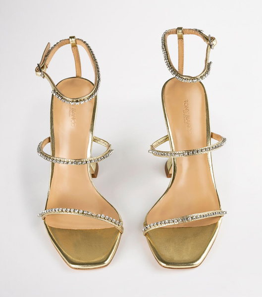 Gold / Metal Tony Bianco Skye Gold Nappa Metallic 10.5cm Strappy Heels | DUSVO72680