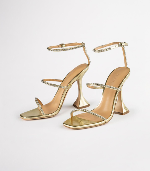 Gold / Metal Tony Bianco Skye Gold Nappa Metallic 10.5cm Bling Heels | MUSFT16093