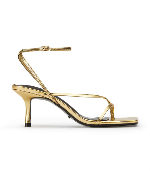 Gold Tony Bianco Avi Gold Foil 6.5cm Strappy Heels | USJBT62724