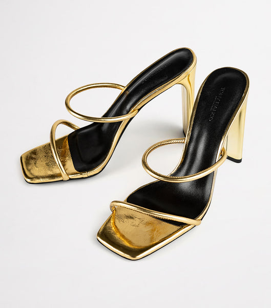 Gold Tony Bianco Florence Gold Foil 11cm Block Heels | LUSTR87147