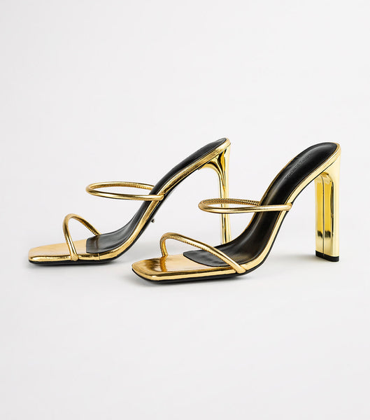 Gold Tony Bianco Florence Gold Foil 11cm Block Heels | LUSTR87147