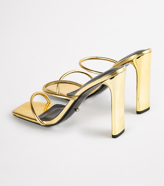 Gold Tony Bianco Florence Gold Foil 11cm Block Heels | LUSTR87147