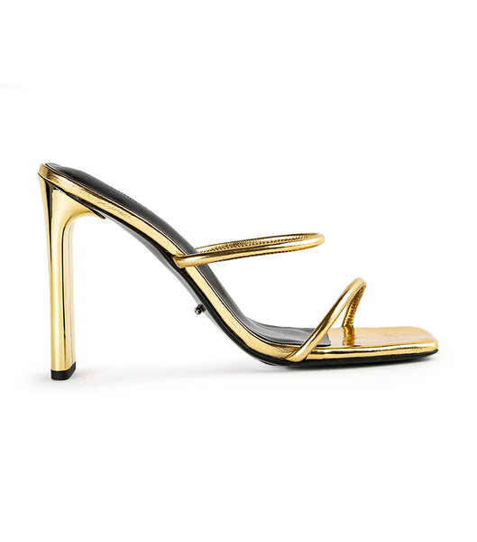 Gold Tony Bianco Florence Gold Foil 11cm Block Heels | LUSTR87147