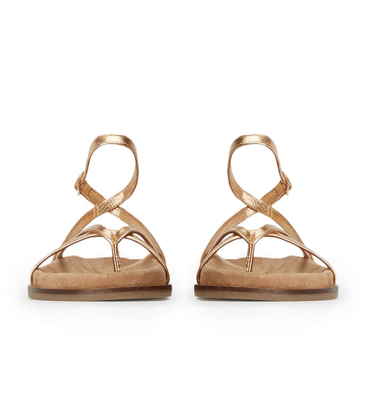 Gold Tony Bianco Lucie Antique Gold Nappa 1.5cm Flat Sandals | BUSSO54922