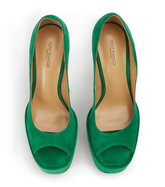 Green Tony Bianco Jolee Jade Suede 15cm Platform Shoes | USJKU84533