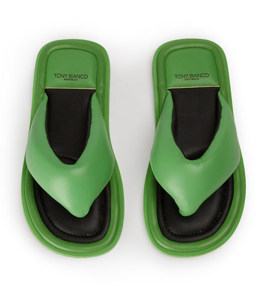 Green Tony Bianco Nikki Acid Green Thong Sandals | USQAV78112