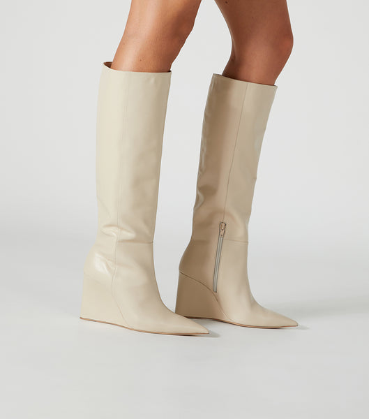 Light Yellow Tony Bianco Drake Vanilla Capretto 9.5cm Mid Calf Boots | PUSQX26312