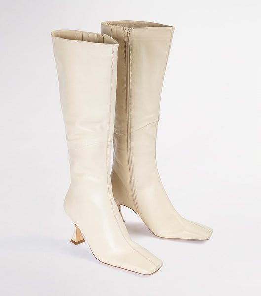 Light Yellow Tony Bianco Fantasy Vanilla Nappa 8cm Mid Calf Boots | USCIF39468