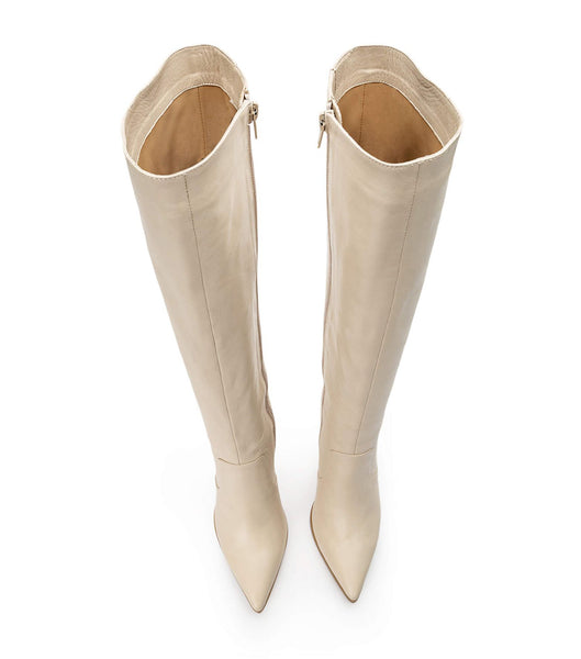 Light Yellow Tony Bianco Lucille Vanilla Venice 10.3cm Knee High Boots | MUSHR45962