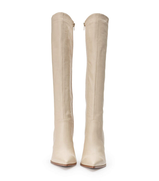 Light Yellow Tony Bianco Lucille Vanilla Venice 10.3cm Knee High Boots | MUSHR45962