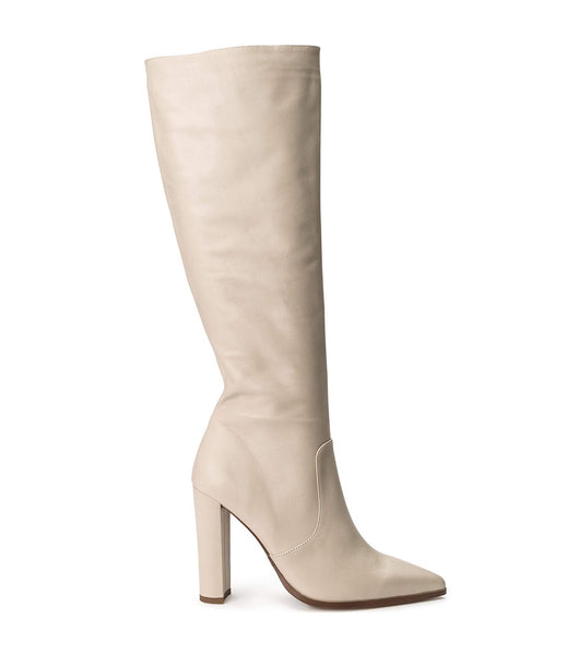 Light Yellow Tony Bianco Lucille Vanilla Venice 10.3cm Knee High Boots | MUSHR45962