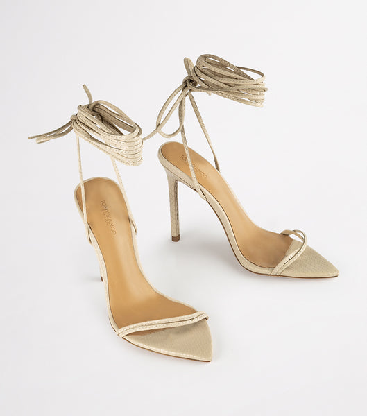 Light Yellow Tony Bianco Millie Vanilla Snake 10.5cm Bridal Heels | FUSHY11160