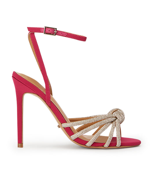 Red Tony Bianco Kyla Persian Crepe 11cm Strappy Heels | XUSGW92383