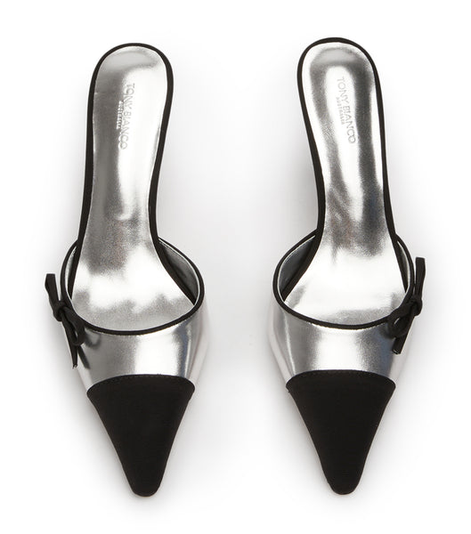 Silver / Black Tony Bianco Shirley Silver/Black 8cm Low Heels | GUSUC18393