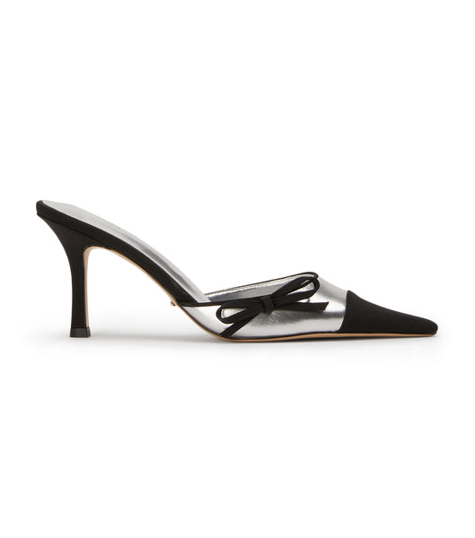 Silver / Black Tony Bianco Shirley Silver/Black 8cm Low Heels | GUSUC18393