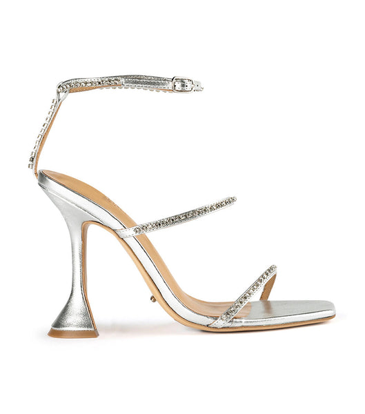 Silver / Metal Tony Bianco Shy Silver Nappa Metallic 10.5cm Bling Heels | ZUSMJ56812