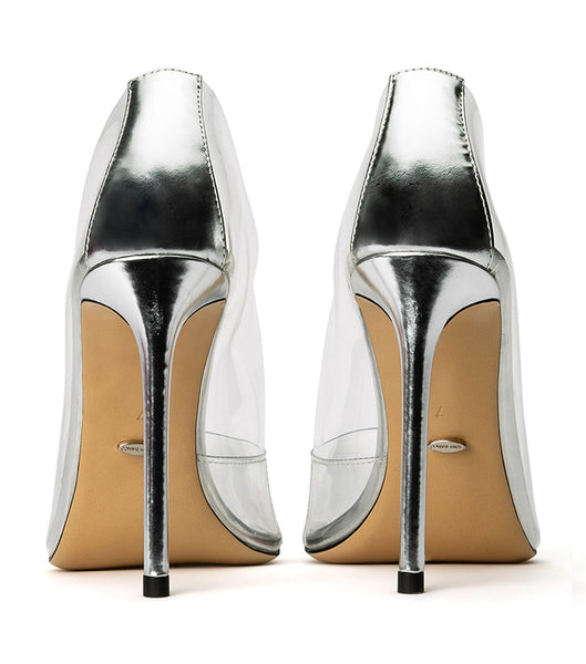 Silver Tony Bianco Alijah Clear Vinylite/Silver 10.5cm Stiletto Heels | USQAV63502