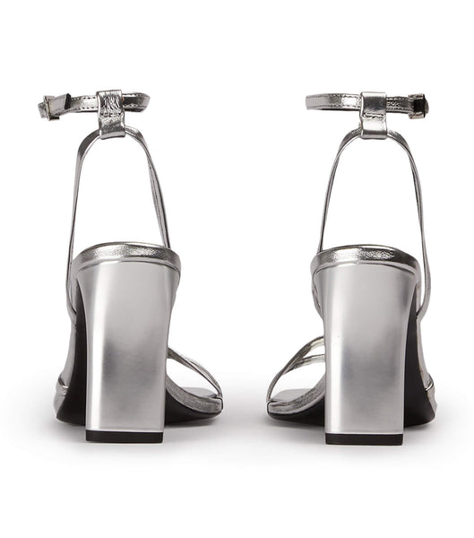 Silver Tony Bianco Corso Silver Foil 8.5cm Strappy Heels | GUSEC24673