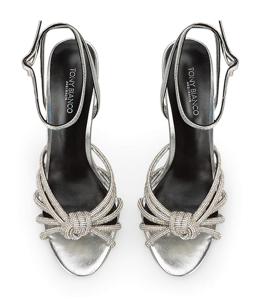 Silver Tony Bianco Kyla Silver Foil 11cm Strappy Heels | USQCS80586