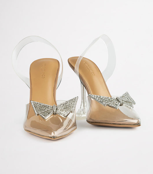 Silver Tony Bianco Laos Clear Vinylite 10.3cm Event Heels | BUSSD19199