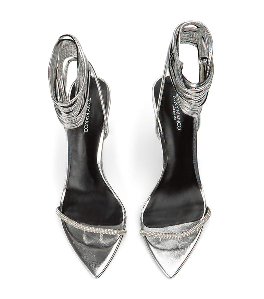 Silver Tony Bianco Makai Silver Foil 10.5cm Bling Heels | USIIZ44817