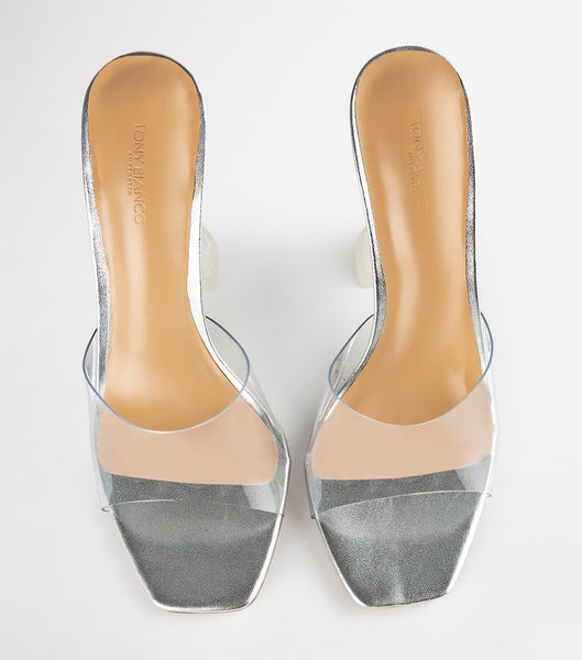 Silver Tony Bianco Serri Clear Vinylite/Silver 10.5cm Stiletto Heels | USICD47016