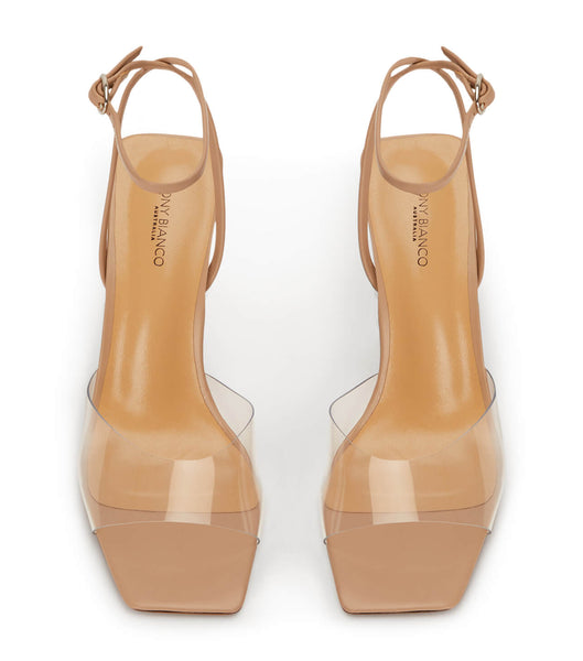 Skin Color Tony Bianco Nelani Clear Vinylite/Skin 10.5cm Block Heels | USEAH65423