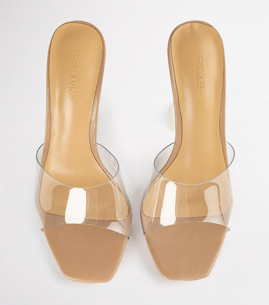 Skin Color Tony Bianco Serri Clear Vinylite/Skin Nappa 10.5cm Bling Heels | AUSWC12308