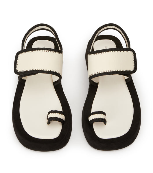 White / Black Tony Bianco Iso White/Black Neoprene 3.5cm Flat Sandals | USIIZ74913