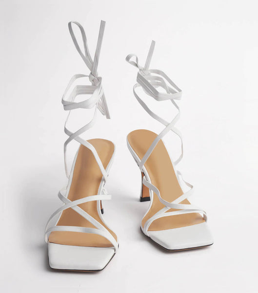 White Tony Bianco Caden White Sheep Nappa 8.5cm Bridal Heels | FUSUI56172