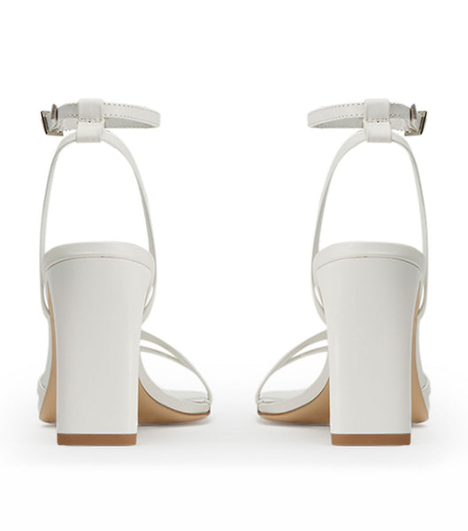 White Tony Bianco Corso Milk Capretto 8.5cm Block Heels | USXMI86461