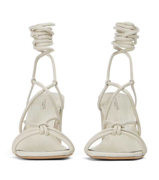 White Tony Bianco Cyndi Dove Nappa 8.5cm Strappy Heels | SUSVO10525