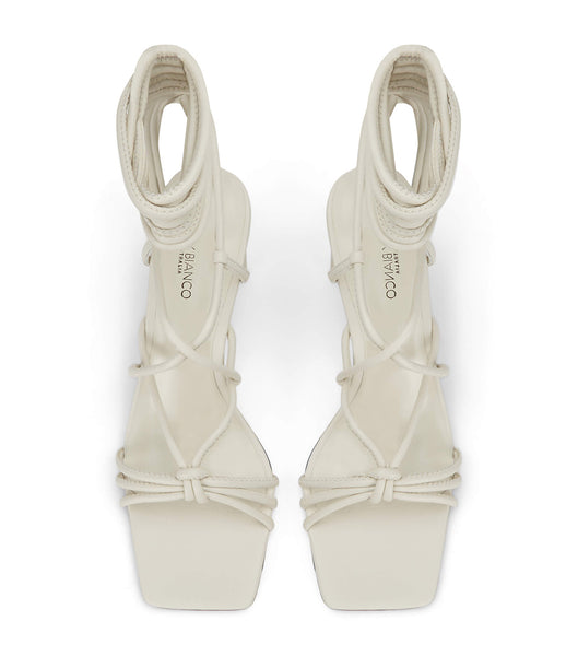 White Tony Bianco Cyndi Dove Nappa 8.5cm Strappy Heels | SUSVO10525