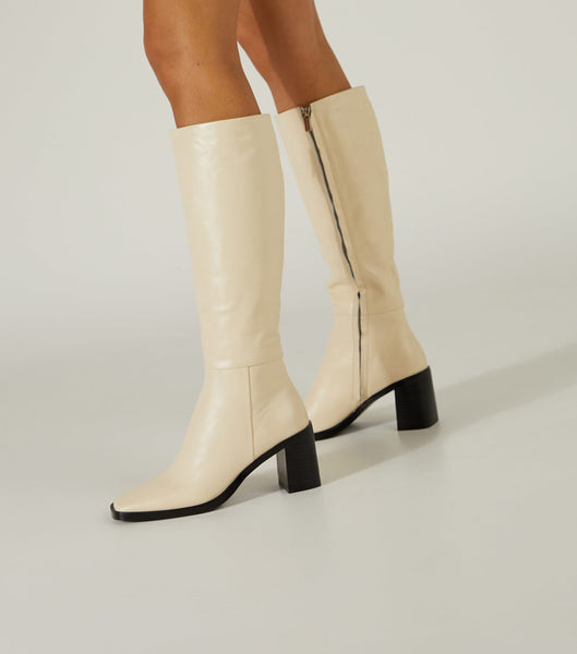 White Tony Bianco Darby Ecru Venice 7.5cm Knee High Boots | SUSNY31641