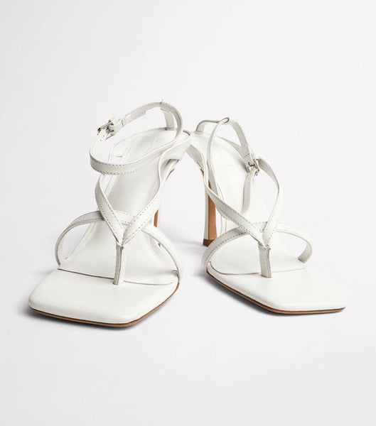 White Tony Bianco Faythe White Kid 10.5cm Strappy Heels | SUSVO41964