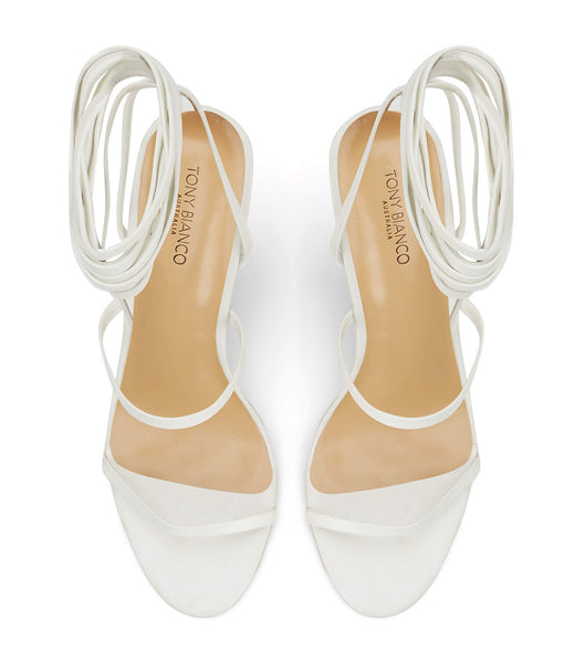 White Tony Bianco Gabriella Milk Capretto 11cm Strappy Heels | QUSUV84144