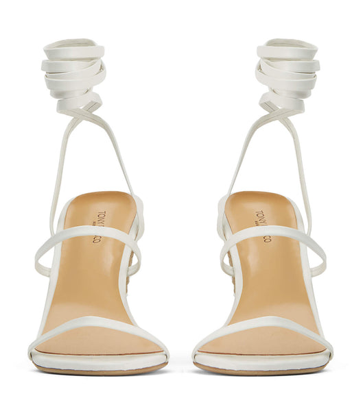 White Tony Bianco Gabriella Milk Capretto 11cm Strappy Heels | QUSUV84144