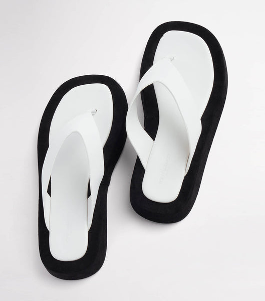 White Tony Bianco Ives Milk Capretto 3.5cm Thong Sandals | LUSTR23560