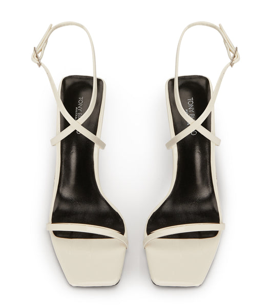 White Tony Bianco Naxos White Patent 10.5cm Strappy Heels | PUSER57861