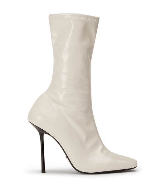 White Tony Bianco Remie Ecru Crinkle Patent 10.5cm Ankle Boots | USEAH54616