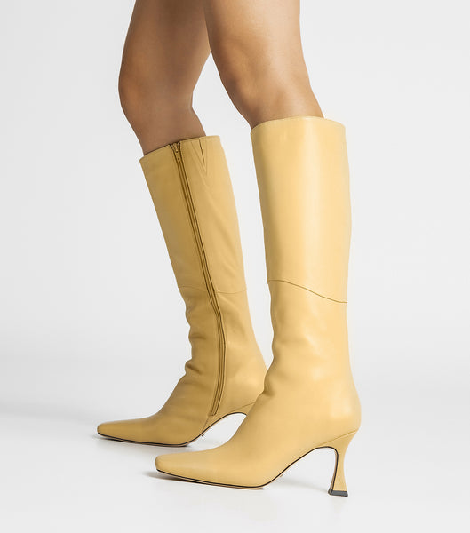 Yellow Tony Bianco Fantasy Butter Nappa 8cm Knee High Boots | EUSHC19963