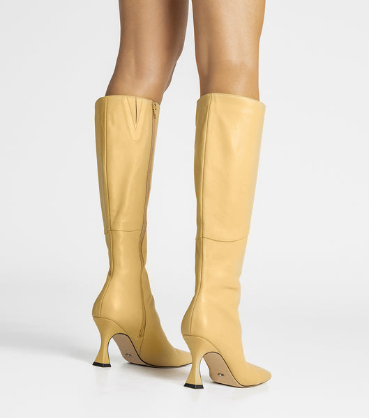 Yellow Tony Bianco Fantasy Butter Nappa 8cm Knee High Boots | EUSHC19963