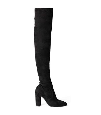 Black Tony Bianco Bloom Black Stretch Suede 9.5cm Heeled Boots | USEGJ33968