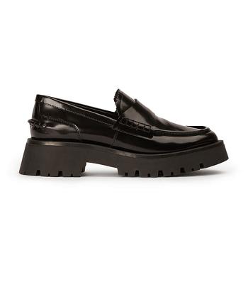 Black Tony Bianco Brooklyn Black Hi Shine 4.5cm Loafers | USJKU33339