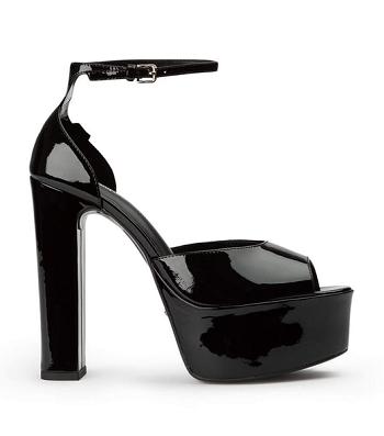 Black Tony Bianco Jayze Black Patent 14cm Block Heels | YUSVQ61202