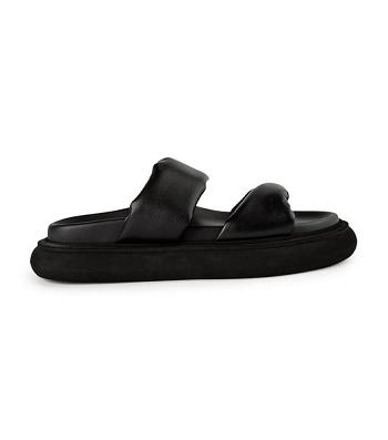 Black Tony Bianco June Black Nappa 3cm Slides | BUSSD49676