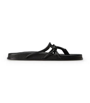 Black Tony Bianco Luelle Black Nappa Flat Sandals | TUSWZ61370