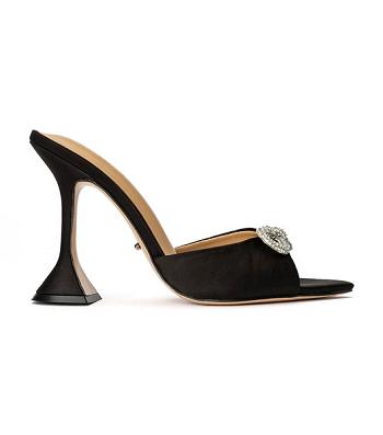 Black Tony Bianco Montana Black Satin 10.5cm Event Heels | GUSEC98631