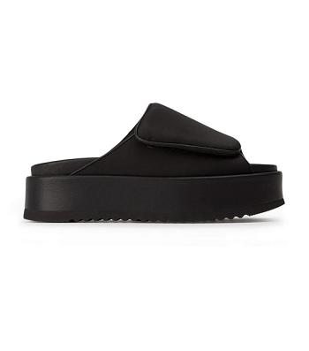 Black Tony Bianco Roxana Black Scuba 6cm Slides | USNEJ82917